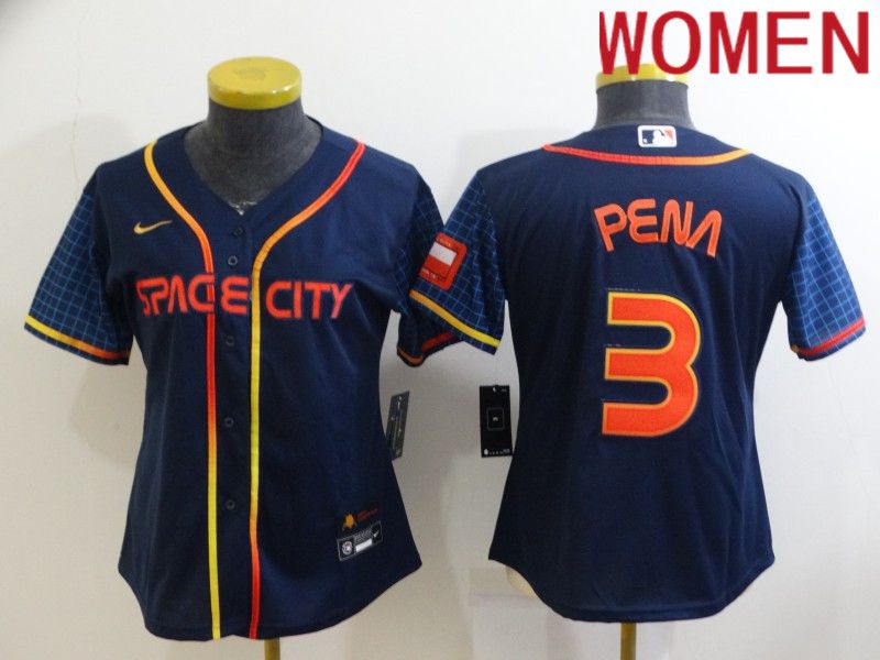 Women Houston Astros #3 Pena Blue City Edition Game Nike 2022 MLB Jersey